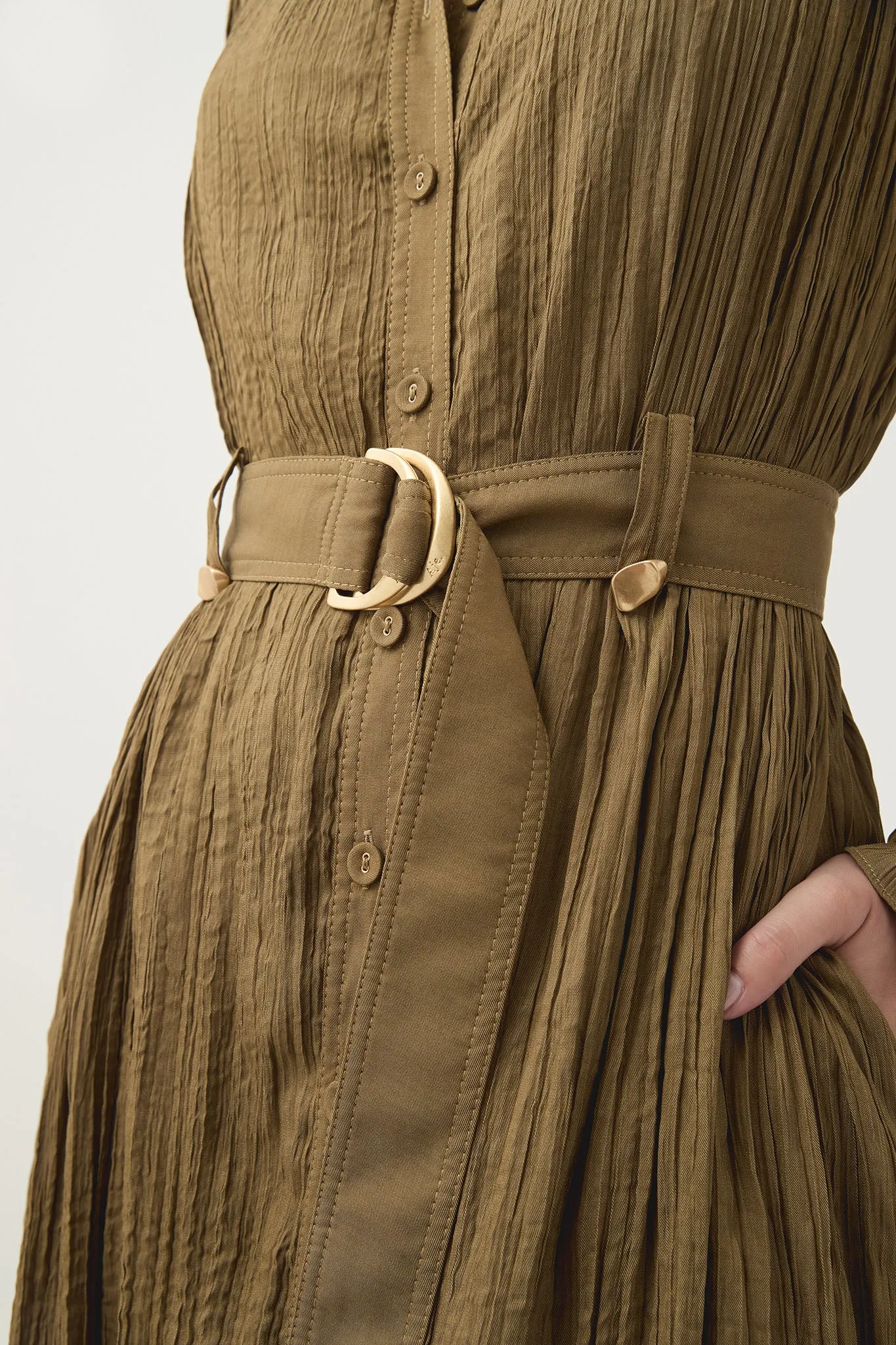 Bays Crushed Pleat Midi Dress