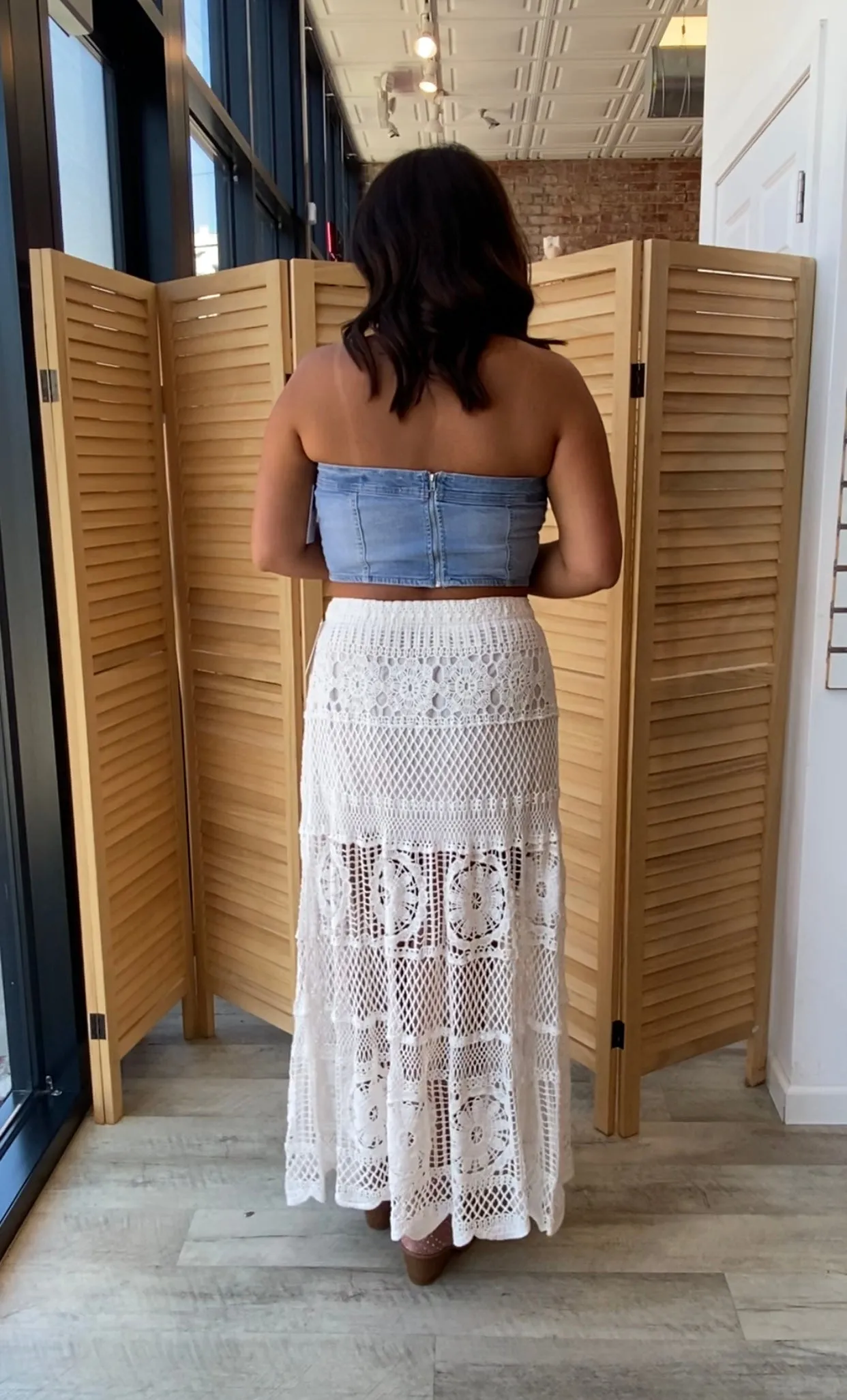 Sammie Strapless Denim Top | Light Blue