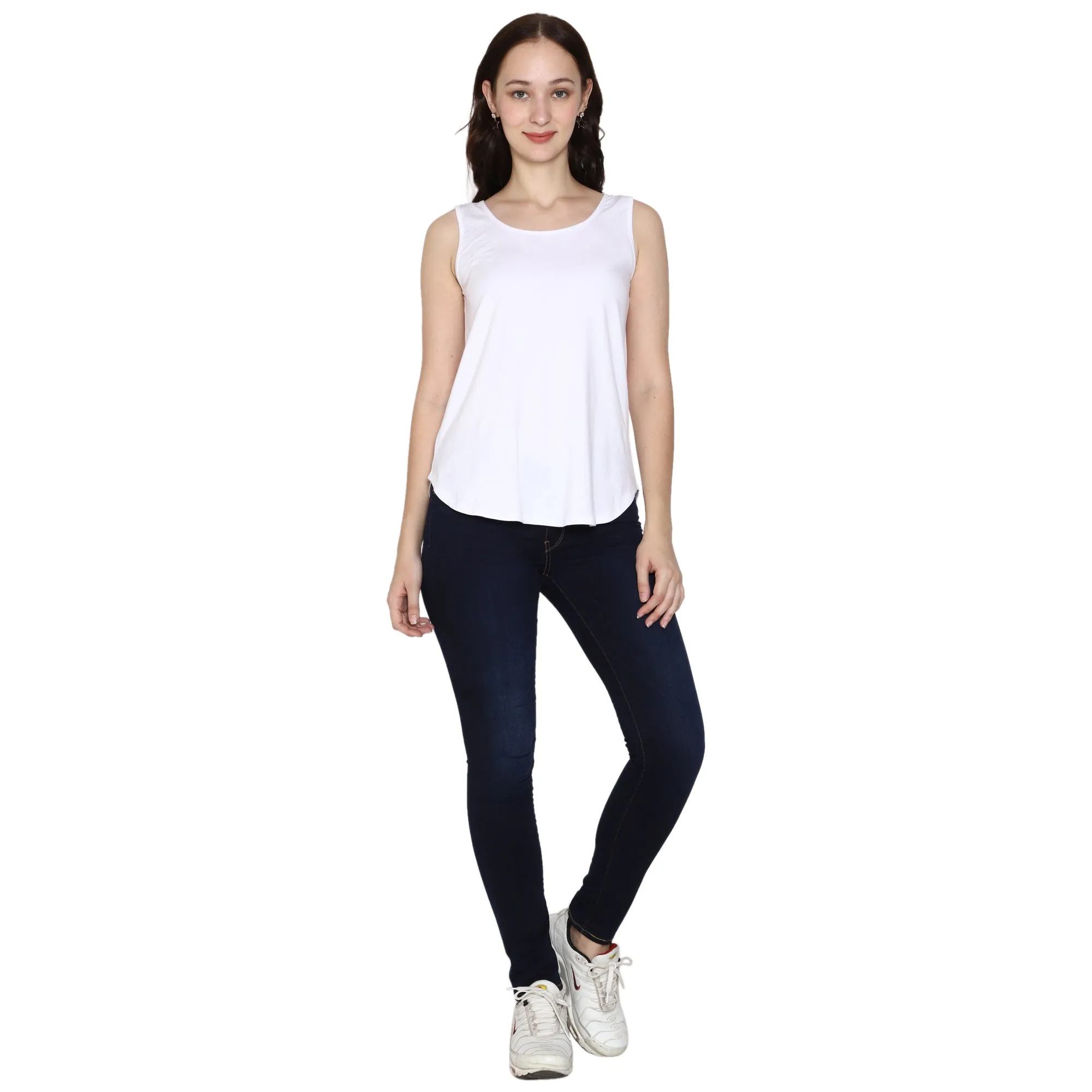 Woodwose Organic Clothing Women's White Bamboo Relaxed Fit Tank Top