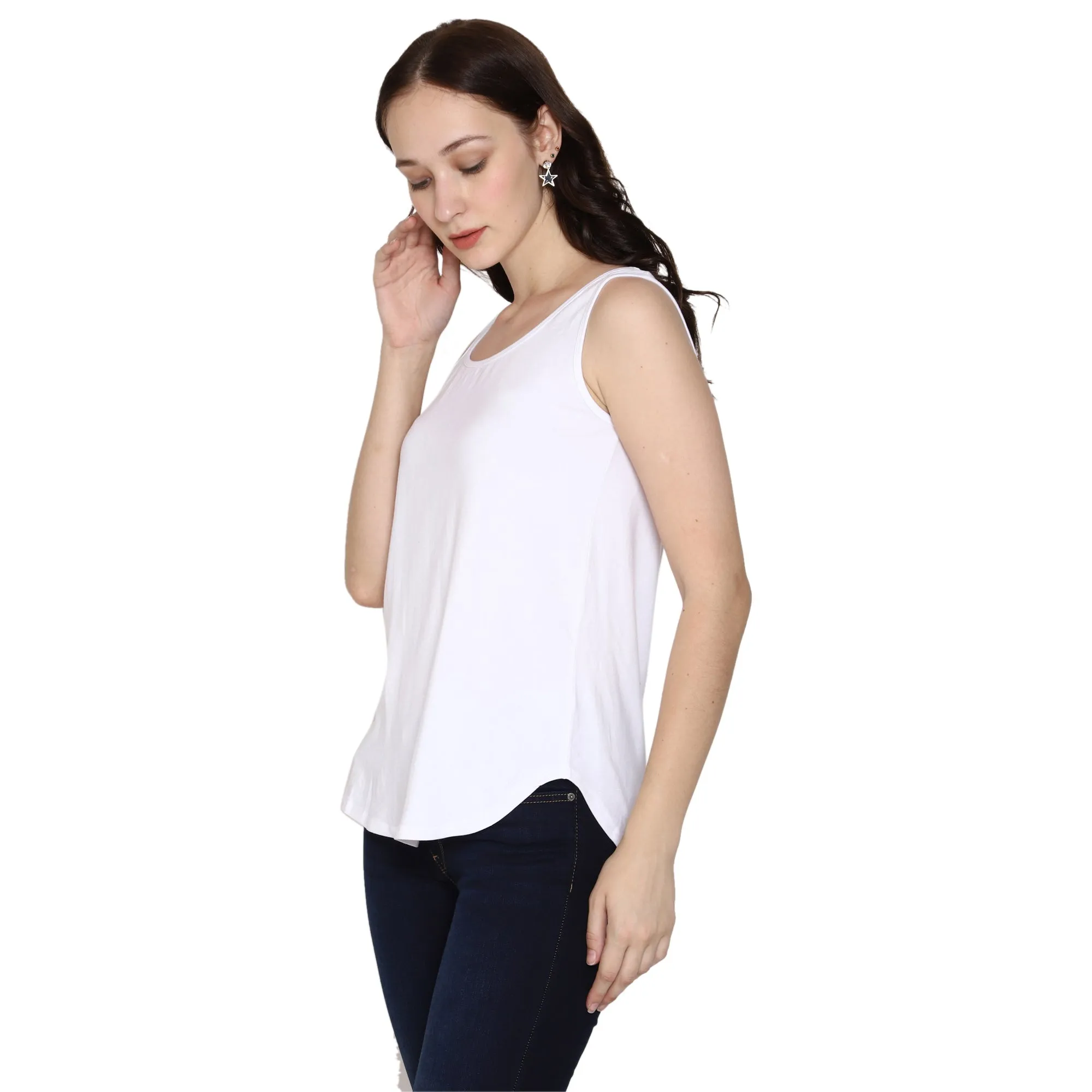 Woodwose Organic Clothing Women's White Bamboo Relaxed Fit Tank Top